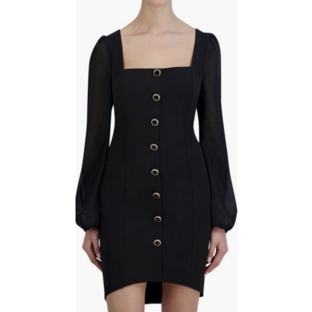 Laundry By Shelli Segal Black LongSleeve Sheath  Dress Size 10